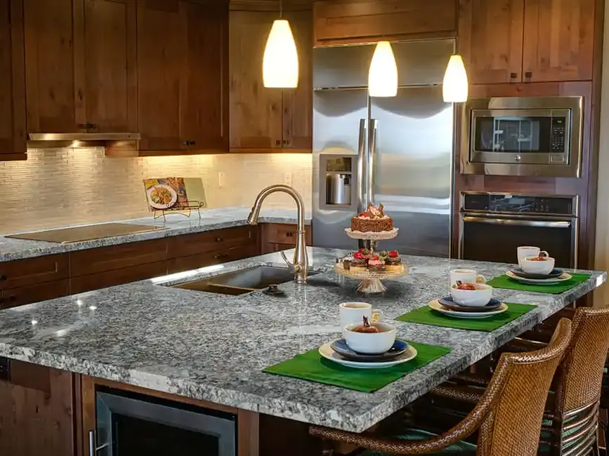 P white granite kitchen countertop